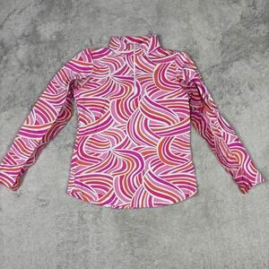 IBKUL Womens XS 1/4 Zip Long Sleeve Top Pink Orange Golf Pickleball